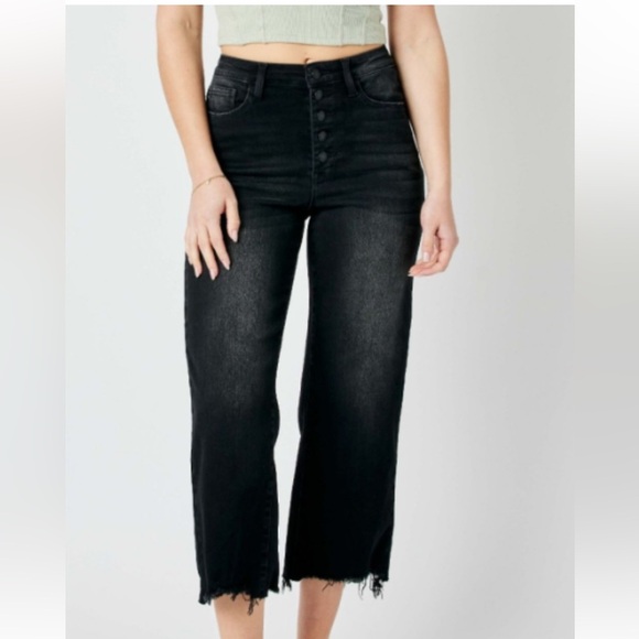Judy Blue "Perfect Storm" Black Wide Leg Crop Jean 16W NWT - Picture 1 of 3